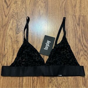 Forplay Black Lace Bralette Intimates size large sexy sheer bra NWT